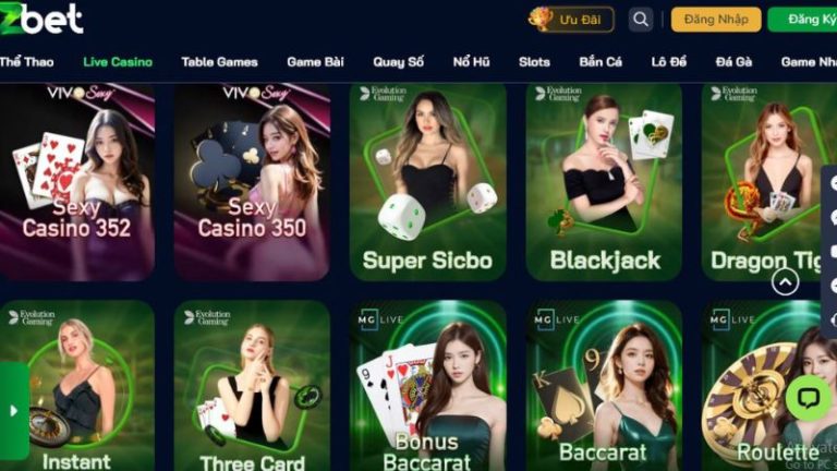 Khám Phá Sảnh Live Casino Zbet: Tỷ Lệ Hoàn Trả Và Cách Chọn Bàn Cược